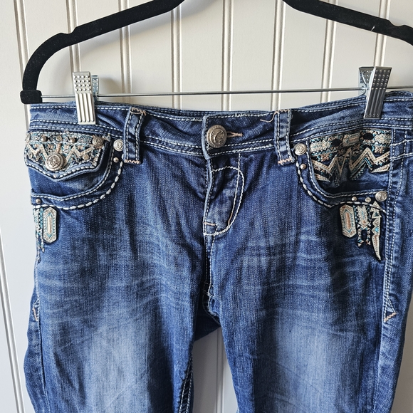 Grace in LA Blue Capri Jeans with Decorative Stitching Womens 27 - Picture 4 of 5